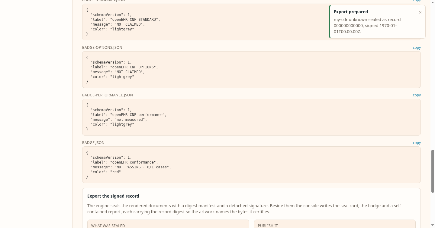 Preparing the export on the verdicts screen